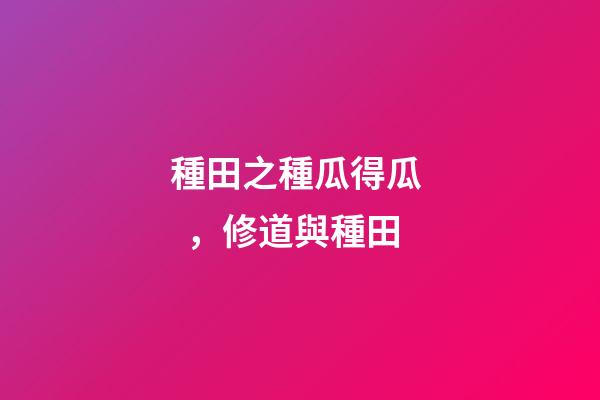 種田之種瓜得瓜，修道與種田(黃帝訪道)